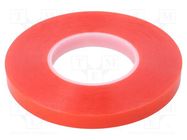 Tape: fixing; W: 15mm; L: 50m; Thk: 0.22mm; modified acryl; red 