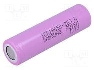 Re-battery: Li-Ion; 18650,MR18650; 3.6V; 2600mAh; Ø18.4x65mm; 5.2A SAMSUNG SDI