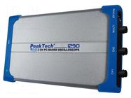 PC connected oscilloscope; 25MHz; Ch: 2; 5kpts; 100Msps; 1MΩ/10pF PEAKTECH