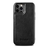 iCarer Leather Oil Wax case covered with natural leather for iPhone 12 Pro Max black (ALI1206-BK), iCarer