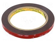 Tape: fixing; W: 9mm; L: 5.5m; Thk: 0.6mm; acrylic; 93°C,max.149°C 3M