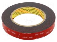 Tape: fixing; W: 19mm; L: 5.5m; Thk: 1.1mm; acrylic; black 3M