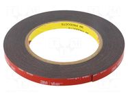 Tape: fixing; W: 9mm; L: 5.5m; Thk: 1.1mm; acrylic; black 3M