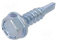 Screw; for metal; with flange; 4.2x16; Head: hexagonal; 7mm; zinc BOSSARD