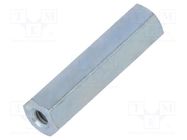 Screwed spacer sleeve; 20mm; Int.thread: M2,5; hexagonal; steel 