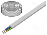 Wire; YDY; 3G1.5mm2; flat; solid; Cu; PVC; white; 450V,750V; 100m 