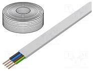 Wire; YDY; 4G1.5mm2; flat; solid; Cu; PVC; white; 450V,750V; 100m 