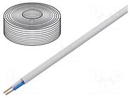 Wire; YTDY; 2x0.5mm; round; wire; Cu; PVC; white; Øcore: 0.5mm TECHNOKABEL