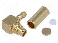 Connector: MMCX; plug; male; angled; 50Ω; RG178U; soldering,crimped 