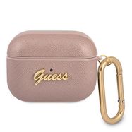 Guess GUAPSASMP AirPods Pro cover pink/pink Saffiano Script Metal Collection, Guess