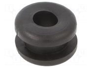 Grommet; Ømount.hole: 10mm; Øhole: 6mm; PVC; black; -30÷60°C HELLERMANNTYTON