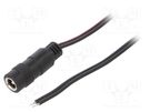 Cable; 2x0.5mm2; wires,DC 5,5/2,1 socket; straight; black; 0.8m SUNNY