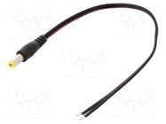 Cable; 2x0.5mm2; wires,DC 5,5/2,1 plug; straight; black; 0.2m SUNNY