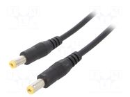 Cable; 2x0.5mm2; both sides,DC 5,5/2,1 plug; straight; black SUNNY