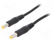 Cable; 2x0.5mm2; both sides,DC 5,5/2,1 plug; straight; black; 1m SUNNY