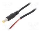 Cable; 2x0.5mm2; wires,DC 5,5/2,1 plug; straight; black; 3m SUNNY