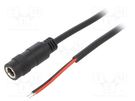 Cable; 2x0.5mm2; wires,DC 5,5/2,1 plug; straight; black; 4m SUNNY