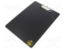 Clipboard; ESD; A4; Application: for storing documents; black STATICTEC