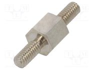 Screwed spacer sleeve; 5mm; Ext.thread: M2,5; hexagonal; brass DREMEC