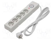 Plug socket strip: protective; Sockets: 5; 250VAC; 10A; grey; 3m ARMAC
