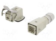 Connector: HDC; male + female; HA; PIN: 5; 16A; 400V; 4+PE; size 1 WEIDMÜLLER