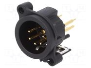 Connector: XLR; socket; male; PIN: 5; straight; THT; black; 3A NEUTRIK