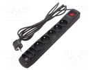 Plug socket strip: protective; Sockets: 8; 250VAC; 10A; black ARMAC