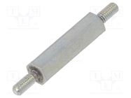 Screwed spacer sleeve; 18mm; Ext.thread: M2,5; hexagonal; steel DREMEC