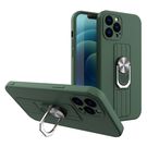 Ring Case silicone case with finger grip and stand for Samsung Galaxy S21 Ultra 5G dark green, Hurtel