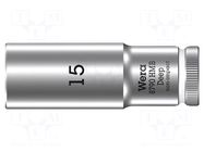 Socket; 6-angles,socket spanner; HEX 15mm; 3/8"; 8790 HMB Deep WERA