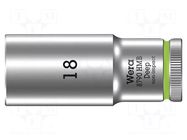 Socket; 6-angles,socket spanner; HEX 18mm; 3/8"; 8790 HMB Deep WERA