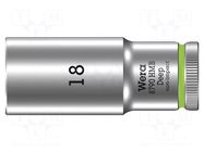 Socket; 6-angles,socket spanner; HEX 18mm; 3/8"; 8790 HMB Deep WERA
