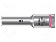 Socket; 6-angles,socket spanner; HEX 8mm; 3/8"; 8790 HMB Deep WERA