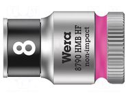 Socket; 6-angles,socket spanner; HEX 8mm; 3/8"; Zyklop WERA