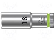 Socket; 6-angles,socket spanner; HEX 18mm; 1/2"; 8790 HMC Deep WERA