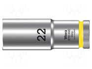 Socket; 6-angles,socket spanner; HEX 22mm; 1/2"; 8790 HMC Deep WERA