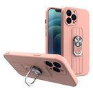Ring Case silicone case with finger grip and stand for Samsung Galaxy A72 4G pink, Hurtel