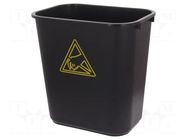 Waste bin; ESD; 370x260x380mm; 35l; polypropylene; black STATICTEC