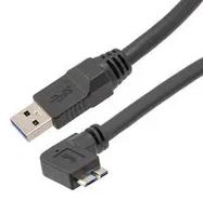 USB CABLE, 3.0 A PLUG-R/A MICRO B PLUG