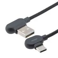USB CABLE, 2.0 R/A, A PLUG-C PLUG, 3.3FT