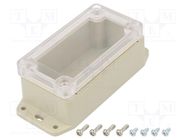 Enclosure: multipurpose; X: 50mm; Y: 95mm; Z: 40mm; with fixing lugs HAMMOND