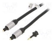 Cable; Toslink plug,both sides; 5m; Plating: gold-plated; black Goobay