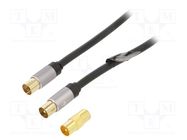 Cable; 5m; coaxial 9.5mm socket,coaxial 9.5mm plug; PVC; black 