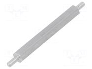 Screwed spacer sleeve; 40mm; Ext.thread: M2,5; hexagonal DREMEC