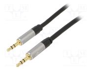 Cable; Jack 3.5mm 3pin plug,both sides; 3m; Plating: gold-plated Goobay