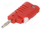 Plug; 4mm banana; 36A; 30VAC; 60VDC; red; non-insulated; 57.2mm ELECTRO-PJP