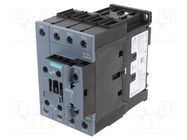 Contactor: 4-pole; NO x4; Auxiliary contacts: NO + NC; 38A; 3RT23 