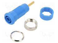 Connector: 2mm banana; socket; Overall len: 29mm; blue; insulated STÄUBLI