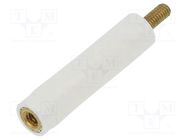 Insulating sleeve; Int.thread: M2,5; L: 25mm; UL94V-2; Body: white DREMEC