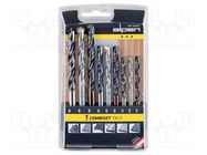 Drill set; plastic case; concrete,wood,metal,wall,steel; 9pcs. ALPEN-MAYKESTAG